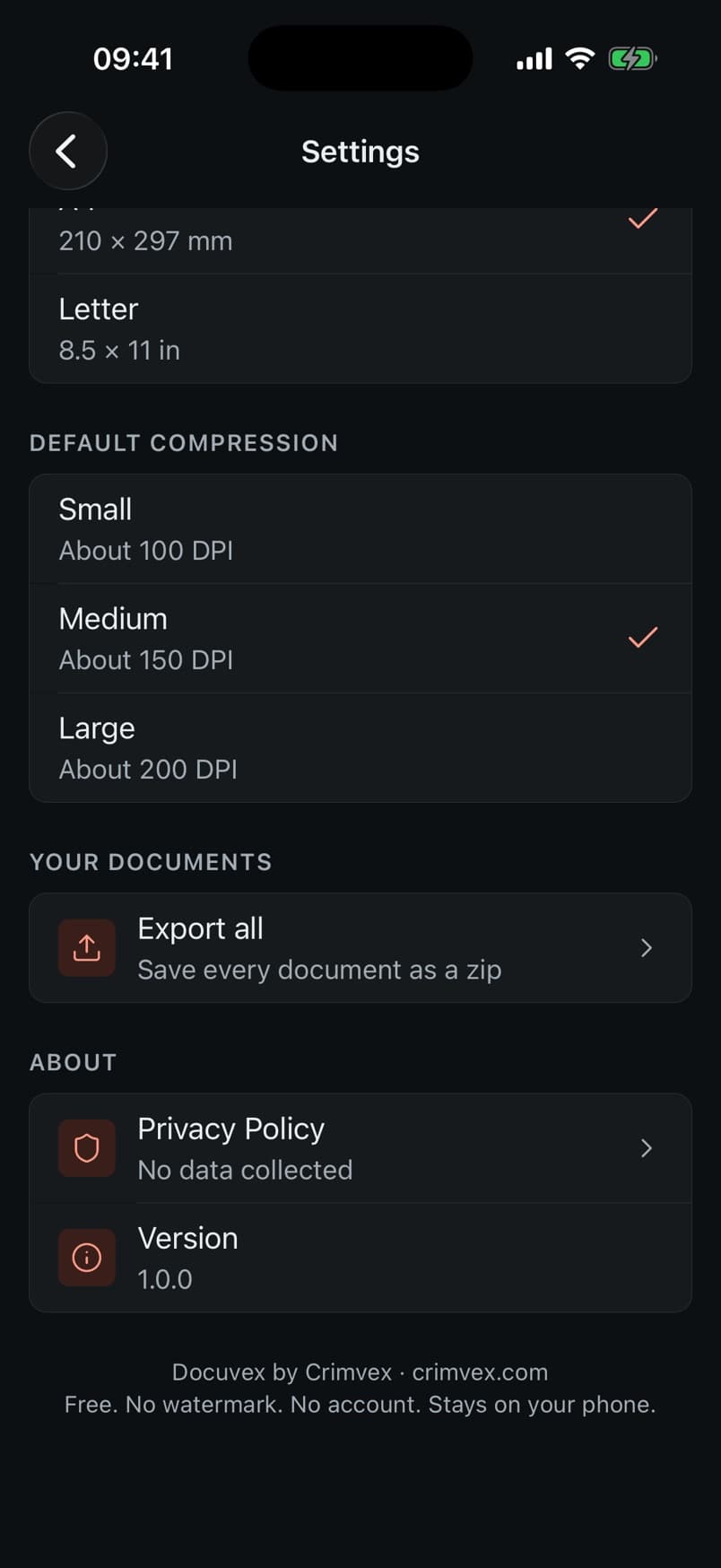 Docuvex: Stays on your phone